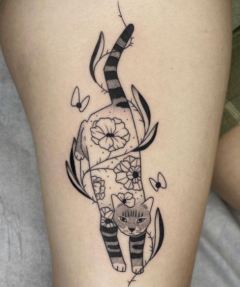 Tabby Cat Tattoo, Tabby Cat Grey, Watercolor Cat Tattoo, Black And Gray Tattoo, Portland Tattoo, Gray Tattoo, Cat Grey, Fancy Cat, Black And Grey Tattoo