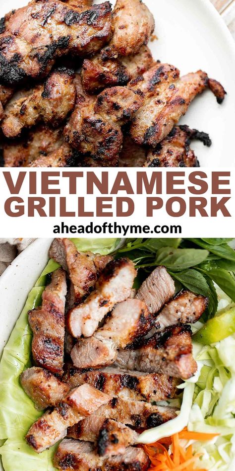 Asian Marinade For Pork, Thit Nuong Recipe, Pork Salad Recipes, Vietnamese Pork Chops, Pork Marinade Recipes, Vietnamese Grilled Pork, Summer Grill, Clean Eating Detox, Vietnamese Pork