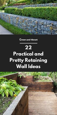 22 Practical and Pretty Retaining Wall Ideas #garden #gardening Walled Terrace Garden, Pretty Retaining Walls, Sloping Garden Ideas Retaining Walls, Front Garden Retaining Wall Ideas, Decorative Retaining Wall Ideas, Retaining Wall Landscape Ideas, Garden Retaining Wall Ideas Landscaping, Retaining Wall Decorating Ideas, Gabion Retaining Wall Ideas