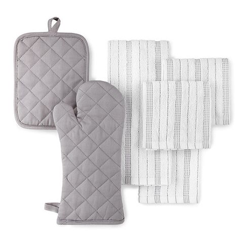 Cooks 6-pc. Kitchen Towels + Dish Cloths and Oven Mitt Multi Set, Color: Modern Gray - JCPenney Oven Mitt, Kitchen Set, Oven Mitts, Kitchen Sets, Pot Holder, Woven Cotton, Dish Towels, Dish Cloths, Cotton Weaving