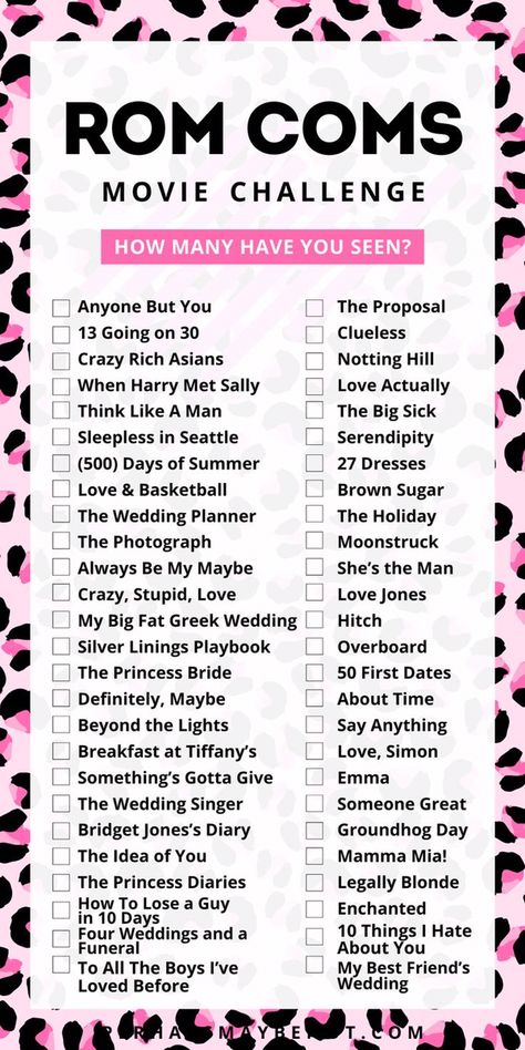 Netflix Journal, Movies Romance, Netflix Movie List, Movie Challenge, Best Teen Movies, Best Romantic Comedies, Romantic Series, Movies To Watch Teenagers, Netflix Movies To Watch