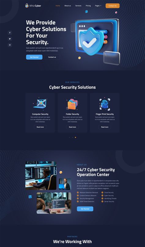 Vpn Website Design, Security Website Design Inspiration, Cybersecurity Website Design, Security Website Design, Beauty Landing Page, Emailer Design, Security Website, Ecommerce Landing Page, Mobile App Landing Page