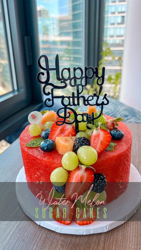 Fruit Cake Ideas Birthday, Cake Made Of Fruits Only, Diy Fruit Cake, Small Watermelon Cake, Birthday Cake Made Out Of Fruit, Cake Made Of Fruit Birthday, Watermelon Cakes Birthday, Cakes With Fruit Decoration, Fruit Cakes Birthday