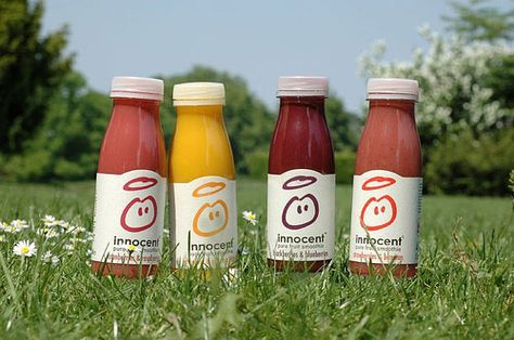 Smoothies - great play on words, "innocent" and a logo with a halo! Innocent Drinks, Shopper Marketing, Logo Design Love, Juice Packaging, Creative Packaging Design, Creative Packaging, Caffeine Free, Brand Identity Design, Refreshing Drinks