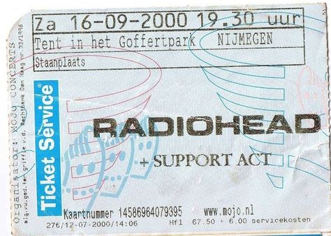 Concert Ticket Design, Radiohead Concert, New York Theme, Concert Ticket, Ticket Design, Because I Love You, Love Hurts, Radiohead, Concert Tickets