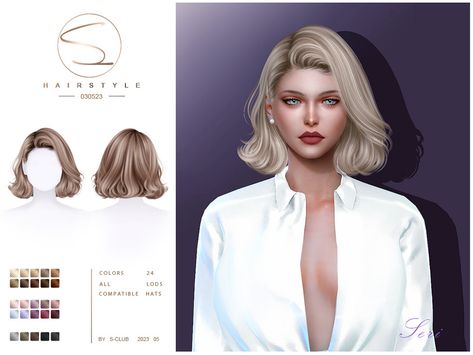 Sims 4 Cc Alpha Hair Short, Sims 4 Blonde Hair, Sims 4 Blonde Hair Cc, Fancy Short Hair, The Sims 4 Pack, Ts4 Hair, Sims Love, Hair Elegant, Sims 4 Tsr