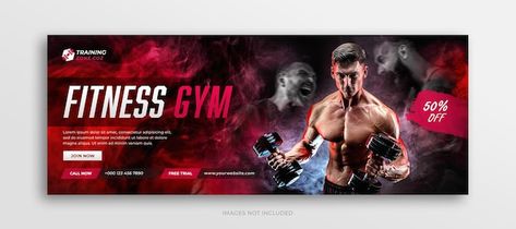 Fitness training and gym workout faceboo... | Premium Psd #Freepik #psd #fitness-facebook-cover #gym-banner #gym-offer #fitness-banner Fitness Banner Design, Gym Banner Design, Kai Greene Bodybuilding, Fitness Banner, Sport Ads, Kai Greene, Gym Banner, Sports Banner, Gym Supplements