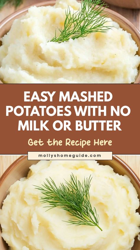 Discover a delicious twist on a classic favorite with these fluffy mashed potatoes made without milk or butter. This easy recipe is perfect for anyone looking for a dairy-free option that's just as creamy and flavorful. Say goodbye to traditional ingredients and hello to this innovative way to enjoy everyone's beloved side dish! Treat your taste buds to a healthier version of mashed potatoes that doesn't compromise on taste or texture. Dairy Free Mashed Potatoes Recipe, Mashed Potatoes No Milk, Mashed Potatoes Without Milk, Dairy Free Mashed Potatoes, Easy Mashed Potatoes, Fluffy Mashed Potatoes, Homemade Mashed Potatoes, Mashed Potato Recipes, Flavor Enhancers