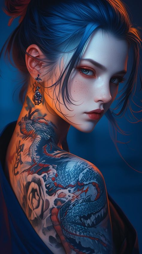 Image Digital Marketing Branding, Cyberpunk Female, Anime Show, With Tattoo, Geisha Art, Samurai Art, Marketing Branding, Photoshop Art, Creative Illustration