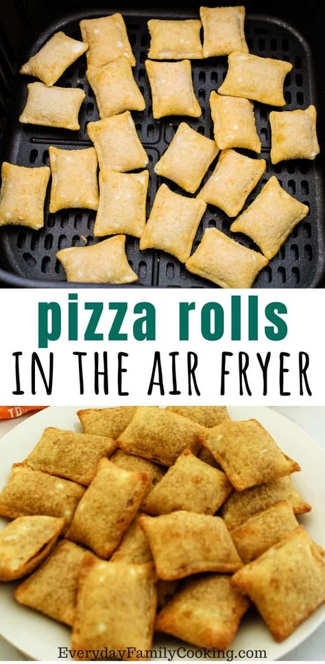 How to make Totinos pizza rolls inside your air fryer. The fastest and easiest way to make these frozen pizza rolls inside all kinds of air fryers including the power air fryer oven, nuwave, Cosori air fryer, and more. #airfryerrecipes #pizzarolls #airfried #frozenfood Air Fryer Pizza Rolls, Air Fryer Recipes Meat, Totinos Pizza Rolls, Air Fryer Recipes Low Carb, Cooking Charts, Air Fryer Pizza, Air Fryer Appetizers, Pizza Roll Recipe, Air Fryer Recipes Appetizers