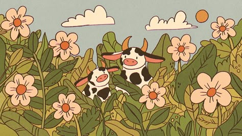 Cows Illustration, Cow Wallpaper, Cow Illustration, Images Kawaii, Cute Laptop Wallpaper, Cow Art, Cool Wallpapers Art, Cute Cows, Computer Wallpaper