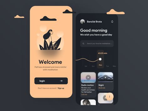 App Design Layout, Ux App Design, Meditation App, Digital Communication, Mobile App Design Inspiration, App Interface Design, Meditation Apps, Mobile Ui Design, App Design Inspiration