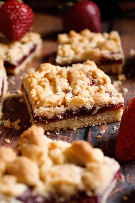 Peanut Butter and Jelly Shortbread Bars Pb&j Crumble Bars, Peanut Butter And Jam Bars, Peanut Butter Shortbread, Peanut Butter And Jelly Bars, Peanut Butter And Jam Cookies, Peanut Butter And Jelly Recipes, Peanut Butter And Jelly Cookies, Peanut Butter Jelly Recipes, Peanut Butter Jelly Cookies