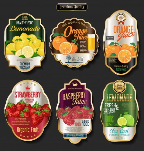 Labels for organic fruit Premium Vector | Premium Vector #Freepik #vector #food #label #fruit #packaging Fruit Labels, Organic Recipes Healthy, French Breakfast, Juice Packaging, Alcohol Packaging, Strawberry Juice, Strawberry Slice, Fruit Ice, Drink Labels