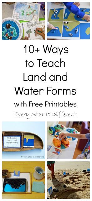 10+ Ways to Teach Land and Water Forms Social Studies Activities Preschool, Landforms Project, Water Forms, Montessori Activities Preschool, Montessori Geography, Second Grade Science, Social Studies Lesson Plans, Geography For Kids, Geography Activities