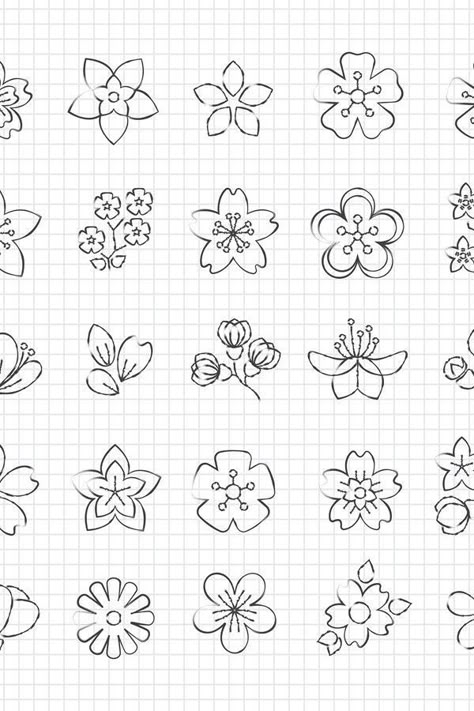 Flower Art Drawing Easy, Designs To Draw Patterns Flowers, Floral Easy Drawing, How To Make Drawings Look 3d, Sketch Ideas Flowers Easy, Small Easy Flowers To Draw, Small Flowers Design, Easy Flowers Draw, How To Draw Small Flowers