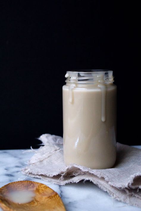 Dairy-Free Sweetened Condensed Milk | Gluten free, refined sugar free, paleo and vegan friendly. Dairy Free Sweetened Condensed Milk, Condensed Oat Milk, Haylie Pomroy Recipes, Vegan Icing, Coconut Sweetened Condensed Milk, Diy Almond Milk, Homemade Sweetened Condensed Milk, Homemade Condensed Milk, Dairy Substitutes