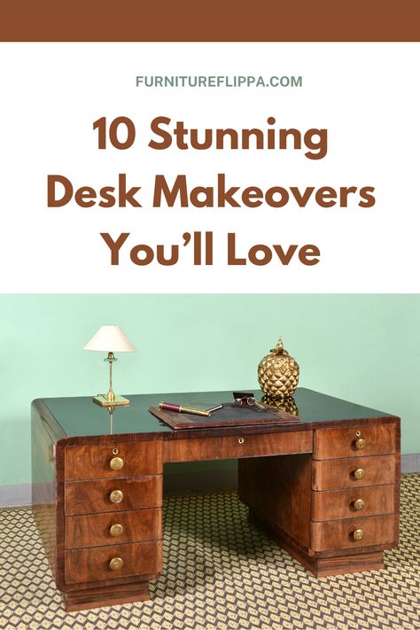 Give your old desk new life! Check out 10 creative refinished desk ideas that turn outdated furniture into stylish, functional pieces. Whether you're into vintage vibes or sleek contemporary looks, these transformations will have you rethinking your home office. Refinish Desk Ideas, Bulky Desk Makeover, Vintage Desk Redo, Refinish Wood Desk, Refinishing Desk Ideas, Refinished Wood Desk, Mid Century Modern Desk Makeover, Pine Desk Makeover, Desk Refurbish Ideas