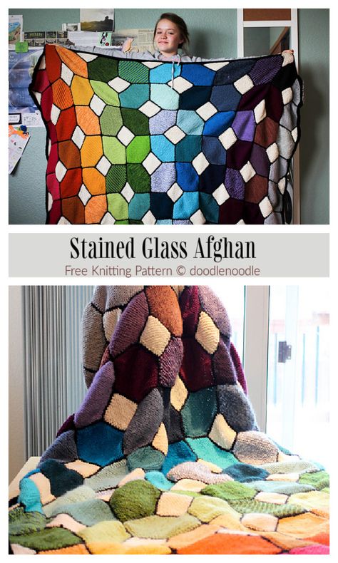 Patchwork Knitting Patterns, Mood Blanket Knitting, Stained Glass Crochet Patterns Free, Stained Glass Crochet Blanket Patterns Free, Stained Glass Knitting Patterns, Stained Glass Afghan, Crochet Stained Glass Afghan, Patchwork Knitted Blanket, Patchwork Knitted Blanket Pattern