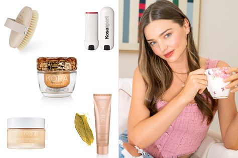 The 8 Beauty Products Miranda Kerr Can't Live Without Miranda Kerr Makeup, Stunning Makeup Looks, Kora Organics, All Natural Makeup, Aromatherapy Associates, Dry Body Brushing, Model Lifestyle, Rms Beauty, Vogue Beauty