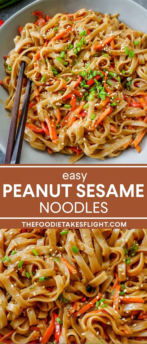 Thai Recipes Noodles, Sesame Noodle, Sesame Noodles Recipe, Vegetarian Noodles, Rice Noodle Recipes, Rice Noodles Stir Fry, Fried Rice Noodles, Sesame Noodles, Peanut Noodles