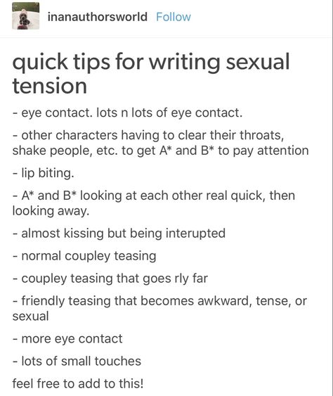 Plotlines Ideas, How To Write Romantic Tension, How To Write Tension, Romantic Tension Prompts, Writing Smüt Tips, Writing Tension, Writing Expressions, Writing Inspiration Tips, Writing Plot