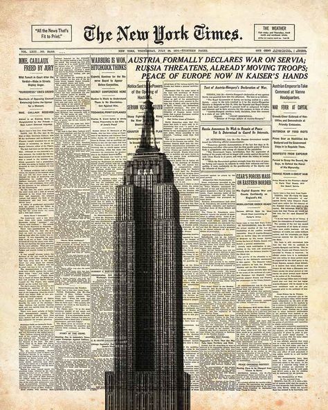 "Empire State Building on New York Times paper. NYC wall art print 8x10. Digital download. Digital JPG file. * Print for room decoration! ITEM DETAILS: ------INSTANT DOWNLOAD---- No physical print will be shipped--- For 8\" X 10\" print. This file is for your personal use only, Non-commercial use! ITEM DETAILS: You'll get 1 JPG File- high resolution - 250 DPI, in 1 size: 8\"X 10\" The final quality of the print depends on the the quality of the printer and the type of paper used. Please NOTE! In New York Calligraphy, Nyc Poster Aesthetic, New York Vintage Poster, New York Aesthetic Collage, New York Times Aesthetic, Vintage City Aesthetic, New York Poster Aesthetic, New York Times Paper, New York Times Poster