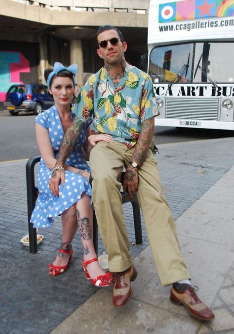 Rockabilly Couple, Rockabilly Men, Vintage Street Style, Rockabilly Wedding, Vintage Festival, Rockabilly Style, Vintage Lifestyle, Rockabilly Pin Up, Vintage Wardrobe