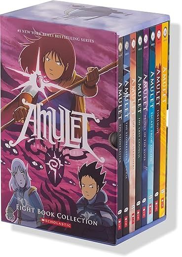 Amulet #1-8 Box Set: Kazu Kibuishi: Amazon.com: Books Amulet Book, Kazu Kibuishi, Black Authors, 15th Anniversary, Wings Of Fire, Son Love, Book Box, The Elf, Book Collection