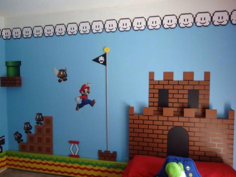 Super Mario Castle, Super Mario Bedroom, Mario Castle, Super Mario Bros Theme, Mario Bros Room, Mario Bedroom, Super Mario Room, Mario Room, Super Mario Bros Birthday Party