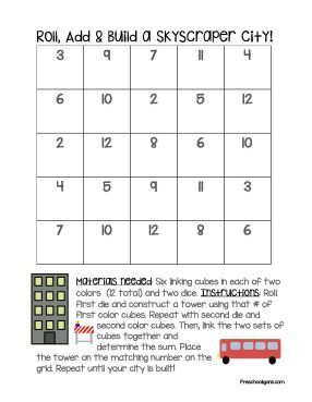 Roll And Build Math Game Free Printable, Numeracy Preschool, Roll And Build, Early Numeracy, Tape Reading, How To Play Dominoes, Science Literacy, Free Preschool Printables, Preschool Resources