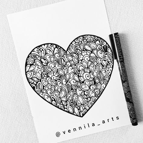 Valentine's Day Drawing Heart Mandala Art, Art For Valentines Day, Draw Mandala, Drawing Heart, Heart Mandala, Doodle Heart, Valentines Day Drawing, Valentines Watercolor, Heart Drawing