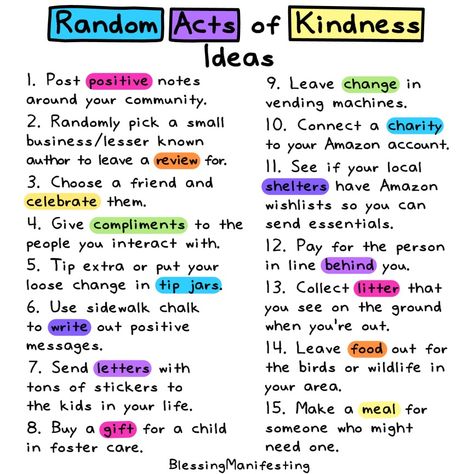 56 Random Acts of Kindness Ideas | Self-Love Rainbow Random Acts Of Kindness Ideas For School, Behavior Mapping, Raok Ideas, Self Care For Kids, Kindness Scripture, Blessing Manifesting, Random Acts Of Kindness Ideas, Kindness Club, Kindness For Kids