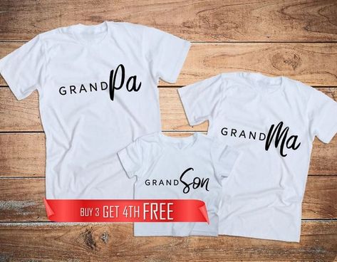 Grandpa and Grandson and Grandma/ GrandMA GrandDAD GrandSON Matching Family T-shirts Grandpa And Grandson, Baby Announcement Grandparents, Funny Grandma Shirts, Gifts For New Grandma, New Grandparent Gifts, Matching Family T Shirts, Family T Shirts, Grandparents Day Gifts, Gifts For Nan