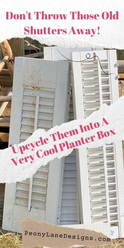 Upcycled Old Shutters Into A Planter Box | Hometalk Old Window Shutters Repurposed, Tall Shutters Repurposed, Shutter Plant Stand, Crafts With Shutters, Shutter Decor Ideas, Planter Boxes Diy, Shutter Crafts, Old Wooden Shutters, Shutters Repurposed Decor