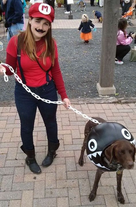 Super Mario Brothers matching dog and owner halloween costumes - Dog Halloween Costume #halloween #dogcostumes #halloweencostumes #halloweenfun #dogclothes #diy #mario Dog And Owner Halloween Costumes, Dog And Owner Costumes, Puppy Halloween Costumes, Dog And Owner, Halloween Costumes Ideas, Matching Halloween Costumes, Diy Dog Costumes, Diy Kostüm, Hallowen Costume