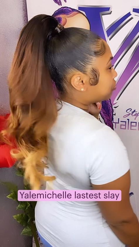 Ombre Ponytail Black Women, Ponytale Hairstyles, High Slick Ponytail, Protection Hairstyles, Braided Ponytail Black Hair, Ponytail Inspiration, Frontal Ponytail, Ponytail Ideas, Slick Ponytail