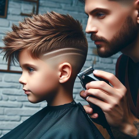 Boys Haircut Lines On Side, Hairstyle Ideas For Kids, Cool Hairdos, Boys Haircuts With Designs, Hard Part Haircut, Kids Hairstyles Boys, Haircut Boys, Baby Boy Hairstyles, Textured Crop