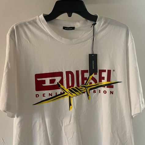 Diesel T Shirt Diesel Shirts, Abstract Shirt, Diesel T Shirts, Diesel Industry, Designer Streetwear, Barbed Wire, Mens Tee Shirts, T Shirt And Shorts, Shirt Ideas