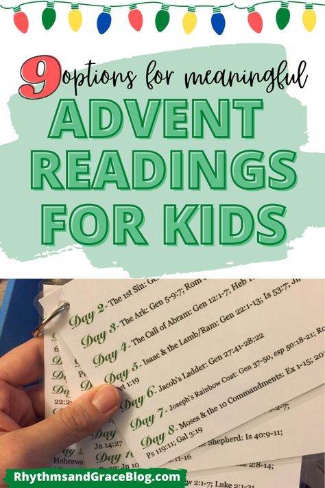 Simple & meaningful advent reading plans & ideas for the whole family. Some are perfect for young kids, others are ages 6-10. The Jesus Storybook Bible is a great advent option with free printable ornaments. Or you can follow a calendar, light a cach week for hope, joy, peace & love, or have kids participate in readings. Advent Candle Readings For Kids, Advent Calendar Readings For Kids, Family Advent Reading Plan, Hope Advent Lesson For Kids, Advent Hope Activities, Advent Prayers For Kids, Advent Week 1 Hope, Advent Readings Families, Advent Bible Reading Plan For Kids