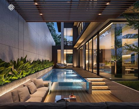 House View, Modern Tropical House, Contemporary Houses, Pool Landscape Design, Best Modern House Design, Casa Exterior, Tropical House, Luxury Pool, Design Exterior