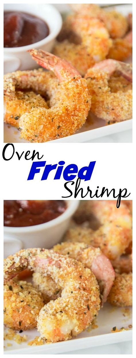 Oven Fried Shrimp, Seafood Recipes For Dinner, Oven Shrimp Recipes, Fried Shrimp Recipe, Baked Shrimp Recipes, Fried Shrimp Recipes, Crispy Oven Fries, Breaded Shrimp, Crispy Shrimp