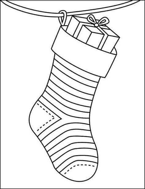 Easy How to Draw a Christmas Stocking Tutorial and Christmas Stocking Coloring Page · Art Projects for Kids Christmas Stocking Drawing Easy, Stocking Drawing Ideas, Christmas Socks Drawing, Christmas Stocking Drawing, Stocking Drawing, Stocking Coloring Page, Bujo 2023, Grinch Drawing, Christmas Stocking Tutorial