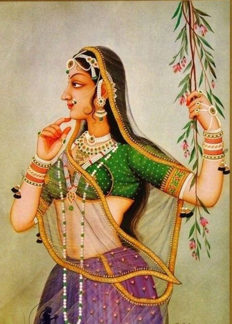 Bani Thani Painting, Rajasthani Miniature Paintings, Bani Thani, Mughal Miniature Paintings, Rajasthani Painting, Indian Traditional Paintings, Ancient Drawings, Mughal Art Paintings, Rajasthani Art