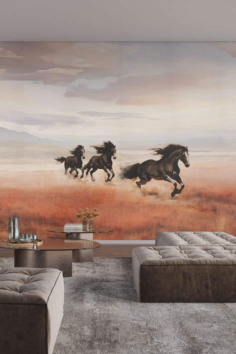 Inspired by the grace and power of the wild, this beautiful mural captures the natural strength of a horse’s stride.

Wallcovering | Wallpaper | Interior Design | Decor Horse Mural, Landscape Mural, Phillip Jeffries, Wallpaper Interior Design, Wallpaper Interior, Fine Living, Home Porch, Wild Horse, Rolling Hills