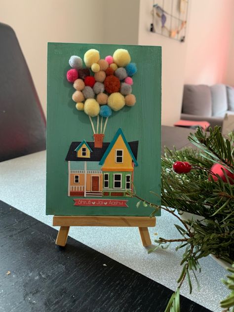 🎈🏠 DIY UP MOVIE THEMED FRAME 🏠 🎈 #pixarmovies #upmovie #alltimefavorite #craft #diy #handmade #craftreels #diyidea #acrylicpainting #painting #giftideas #cute #papercraft #reelsinstagram #reelitfeelit #likesforlike #homesweethome #craftideas #monumade #art #artistsoninstagram #artreels #pixarup #trending #locetomake #followforfollowback #reelvideo Up Inspired Gifts, Up Movie Gift Ideas, Up Themed Nursery Pixar, Up Pixar Art, Diy Up House, Up House Painting, Disney Art Projects, Cute Papercraft, Up Movie House