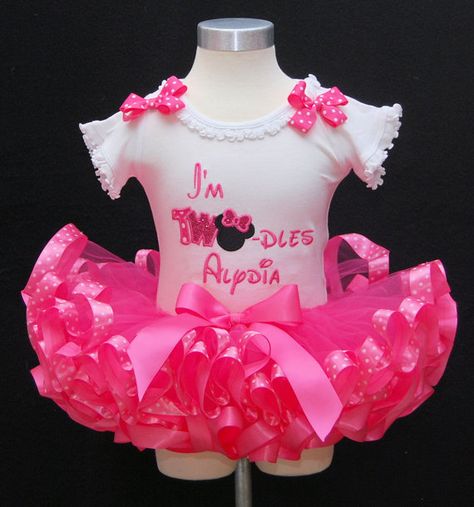 2nd Birthday Tutu Outfit 2 piece set by LittleKeikiBouTiki 2nd Birthday Outfit Girl, Minnie Mouse Tutu Outfit, Twodles Birthday, Minnie Mouse Birthday Outfit, Minnie Mouse Tutu, Ribbon Trim Tutu, 2nd Birthday Outfit, Birthday Tutu Outfit, Sibling Outfits