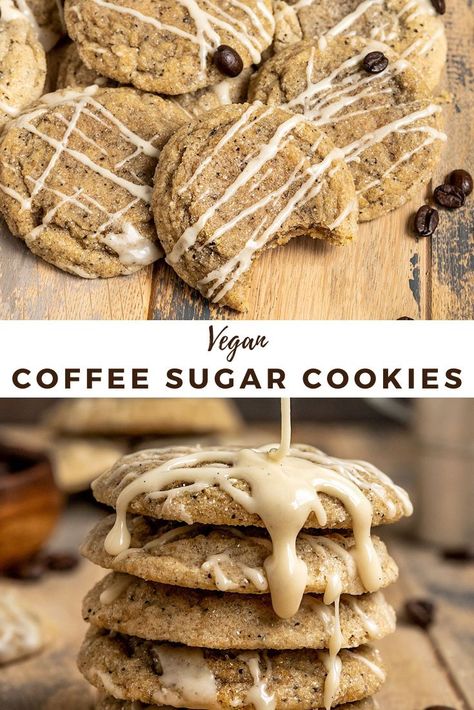 Espresso Cookies Recipe, Vegan Horchata, Coffee Sugar Cookies, Cinnamon Sugar Desserts, Coffee Cookies Recipe, Espresso Cookies, Coffee Cake Cookies, Easy Vegan Cookies, Vegan Sugar Cookies