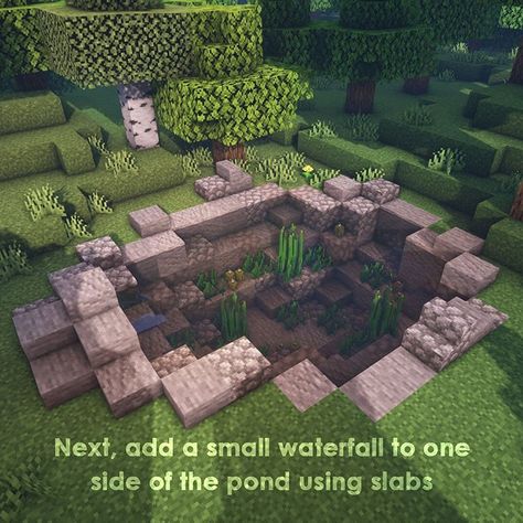 Garden Well, Small Waterfall, Minecraft Ideas, Minecraft Designs, Oct 11, Picnic Blanket, City Photo, Building A House, Minecraft