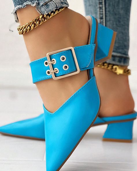 ✨Pre-order only, sizes 37 - 43✨ Blue High Heels, Orthopedic Shoes, Womens Mary Janes, Slip On Pumps, Heel Mules, Mary Jane Shoes Womens, Chic Type, Chunky Sandals, Block Heel Shoes